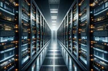 image of computer racks within a data center.