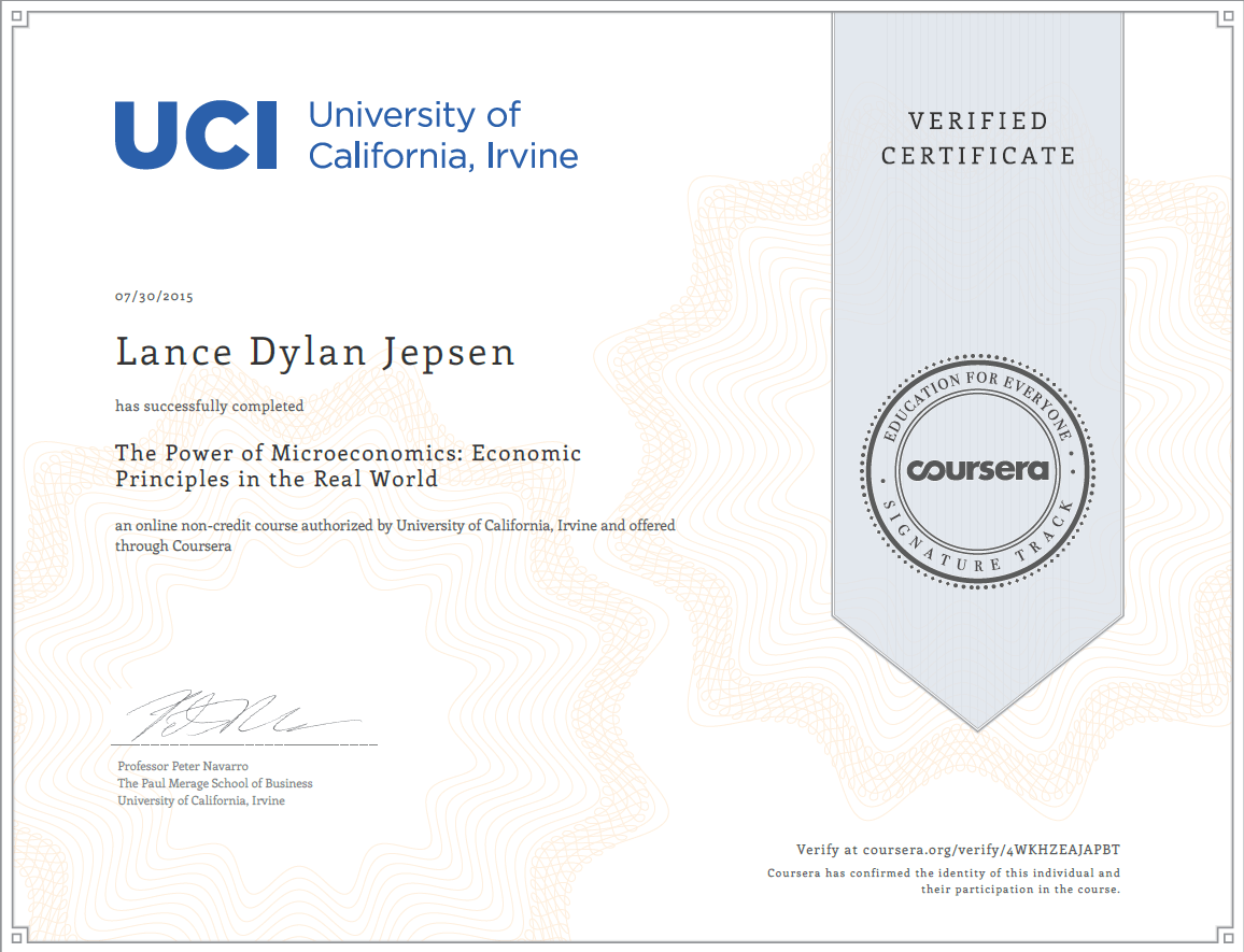 Microeconomics Certificate